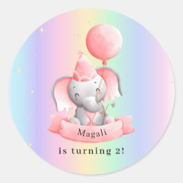 Adesivo Editable 2nd Birthday Sticker Cute Elephant
