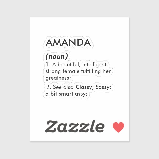 Adesivo Editable Amanda name definition, custom name (Folha)