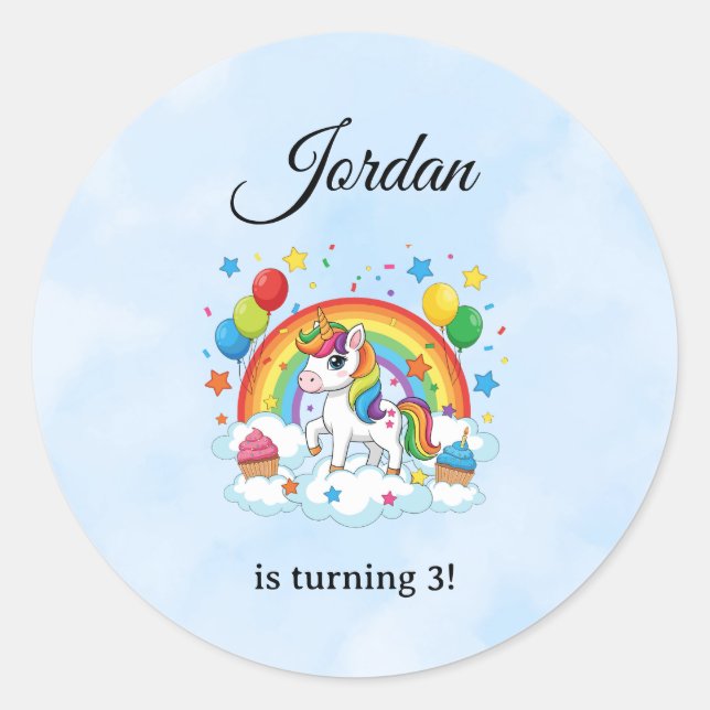 Adesivo Editable Kids Birthday Sticker Cute Party Design (Frente)
