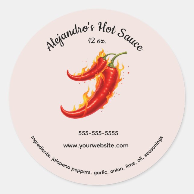 Adesivo Editable Mexican Flaming Hot Sauce Label (Frente)