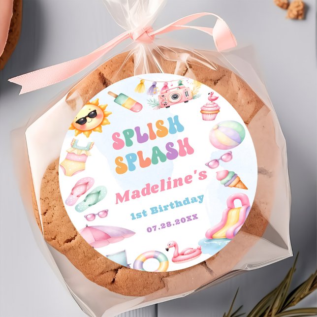 Adesivo Editable Summer Splish Splash Birthday Party (Criador carregado)