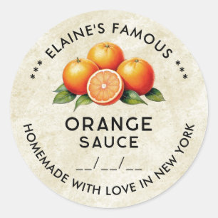 Adesivo editável de molho de laranja vintage com d