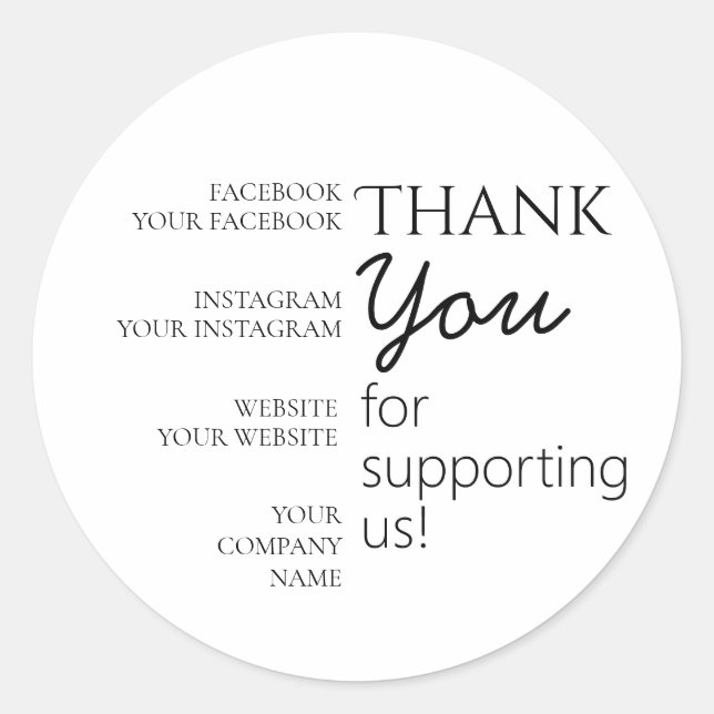 Adesivo Editável Obrigado Por Nos Apoiar (Frente)