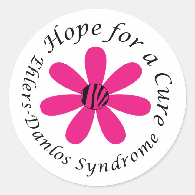 Adesivo EDS Hope for a Cure Pink Flower Round Stick (Frente)