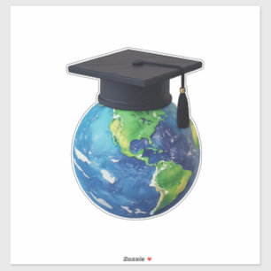 Adesivo Educação Global e Graduação: Mundo com Boina