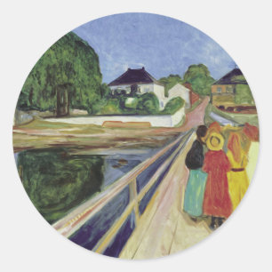 Adesivo Edvard Munch Painting Girls on the Bridge (c 1902)