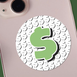 Adesivo Efeito 3D Legal Símbolo de Dólar Verde e Branco