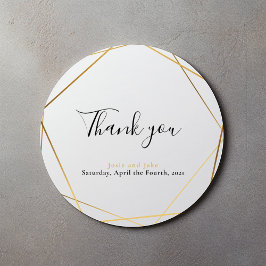 Adesivo Efeito de ouro geométrico obrigado de casamento