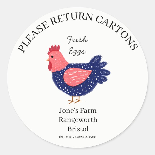 Adesivo Egg Carton Label customize egg box free range (Frente)