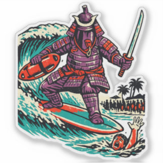 Adesivo Eggplant Samurai Surf Rescue — Vintage Summer Hero