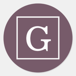 Adesivo Eggplant White enquadrado Monograma inicial