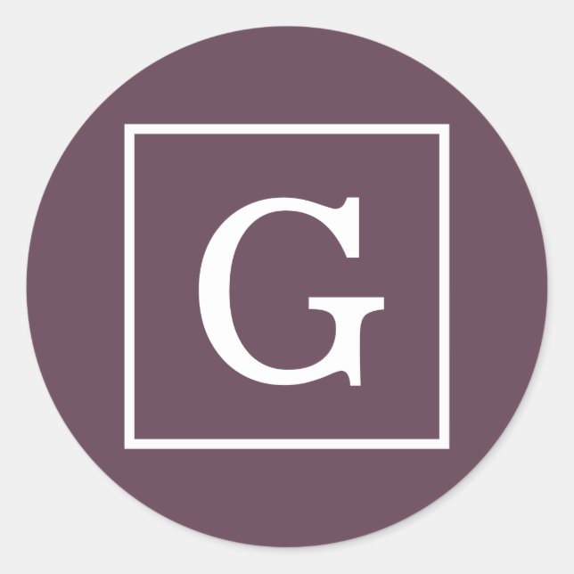 Adesivo Eggplant White enquadrado Monograma inicial (Frente)