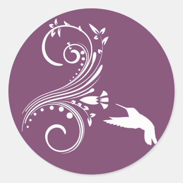 Adesivo EggPlant & White Hummingbird Envelope Sticker Seal (Frente)