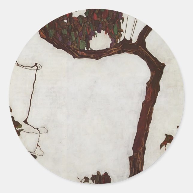 Adesivo Egon Schiele - Árvore de outono com Fuchsias (Frente)