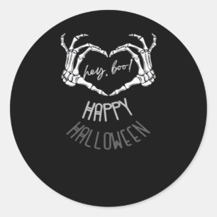 Adesivo Ei, Boo! Feliz Halloween Skeleton Hand Heart Clas