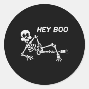 Adesivo Ei Boo Halloween Camisa Bonita Esqueleto Engraçado