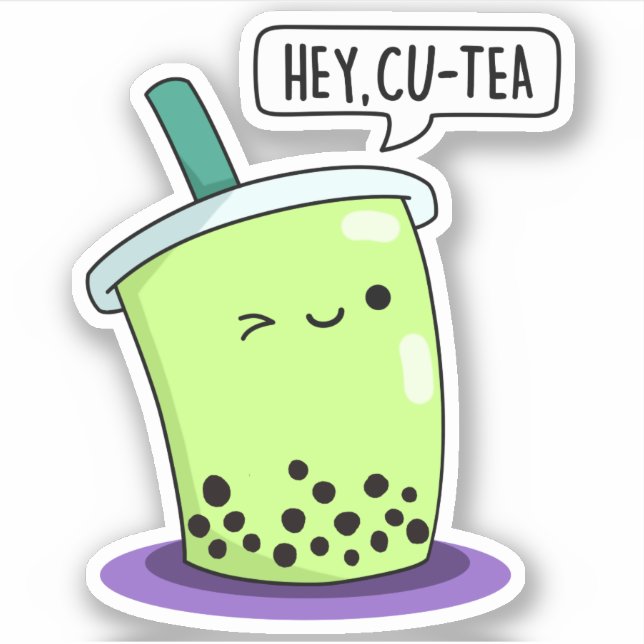 Adesivo Ei Cu-Tea Funny Boba Tea Pun (Frente)