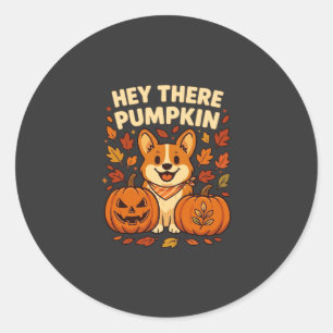 Adesivo Ei Lá Abóbora Corgi Halloween Abóboras Outono 