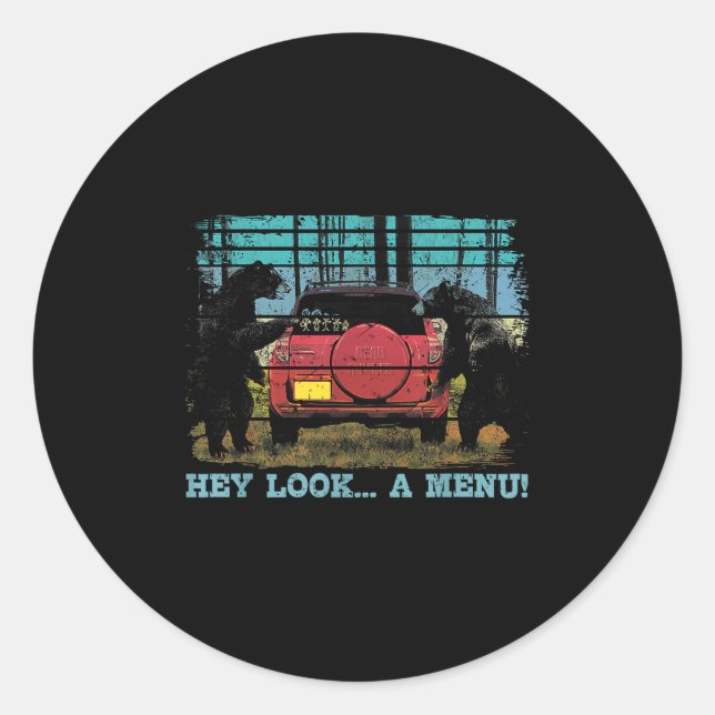 Adesivo Ei, Olhe Um Menu Engraçado Acampamento De Urso Ret (Frente)
