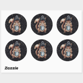 Adesivo Eichhörnchen mit Tasse und Schnee „Stay Warm“