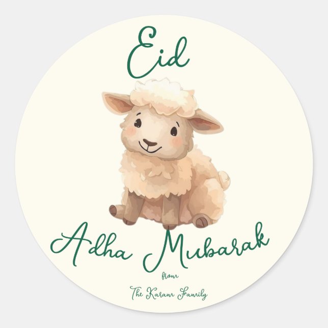Adesivo Eid  Al Adha Beige cute Sheep Party (Frente)