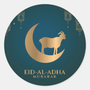 Adesivo Eid al Adha Mubarak Happy Eid Ouro Goat Crescent