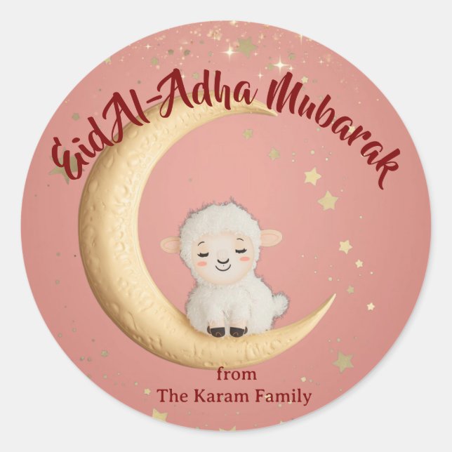 Adesivo Eid Al-Adha Mubarak Rosa (Frente)