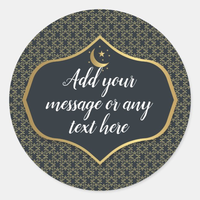 Adesivo Eid Al-Fitr Dourado Azul Escuro (Frente)