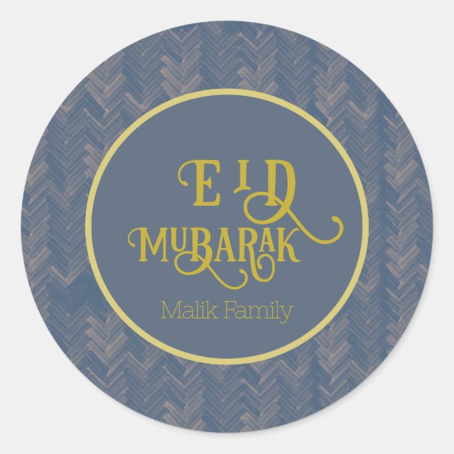 Adesivo Eid Mubarak Chevron Retro Blue Personalizado (Frente)