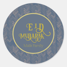Adesivo Eid Mubarak Chevron Retro Blue Personalizado