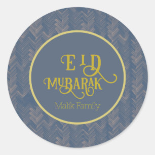 Adesivo Eid Mubarak Chevron Retro Blue Personalizado