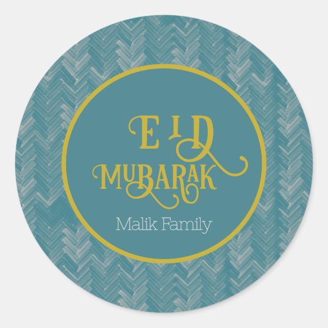 Adesivo Eid Mubarak Chevron Turquoise Personalizada (Frente)