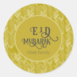 Adesivo Eid Mubarak Chevron Vintage Dourado Personalizado