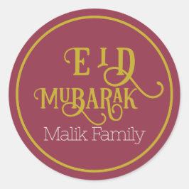 Adesivo Eid Mubarak Luxurioso Red Color Simples Personaliz