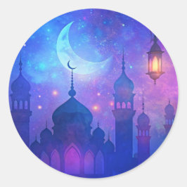Adesivo Eid Mubarak Magic Nights Árabe Cores Crescentes