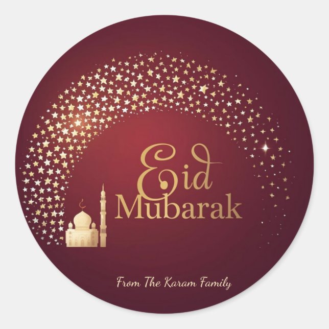 Adesivo Eid Mubarak Muçulmano Clássico Moderno Personaliza (Frente)