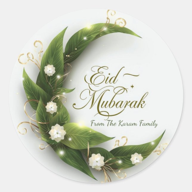 Adesivo Eid Mubarak Muçulmano Clássico Moderno Personaliza (Frente)