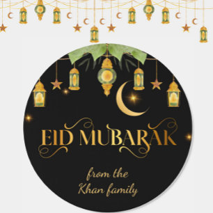 Adesivo Eid Mubarak Nome Personalizado Elegante Moderno Pr