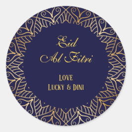 Adesivo Eid Mubarak Ouro Mandala Marinho Feriado Azul