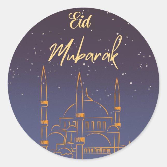 Adesivo Eid Mubarak Starry Sky - Mesquita Dourada (Frente)
