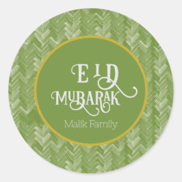Adesivo Eid Mubarak Typografia Chevron Green Personalizada