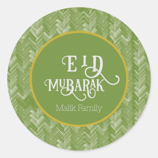 Adesivo Eid Mubarak Typografia Chevron Green Personalizada (Frente)