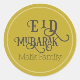 Adesivo Eid Mubarak Vintage Dourada Cor Simples Personaliz