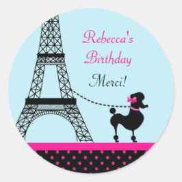 Adesivo Eiffel Tower Girl Birthday Favor Sticker
