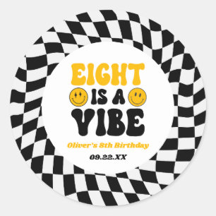 Adesivo Eight Is A Vibe Retro Oitavo 8º Festa de Aniversár