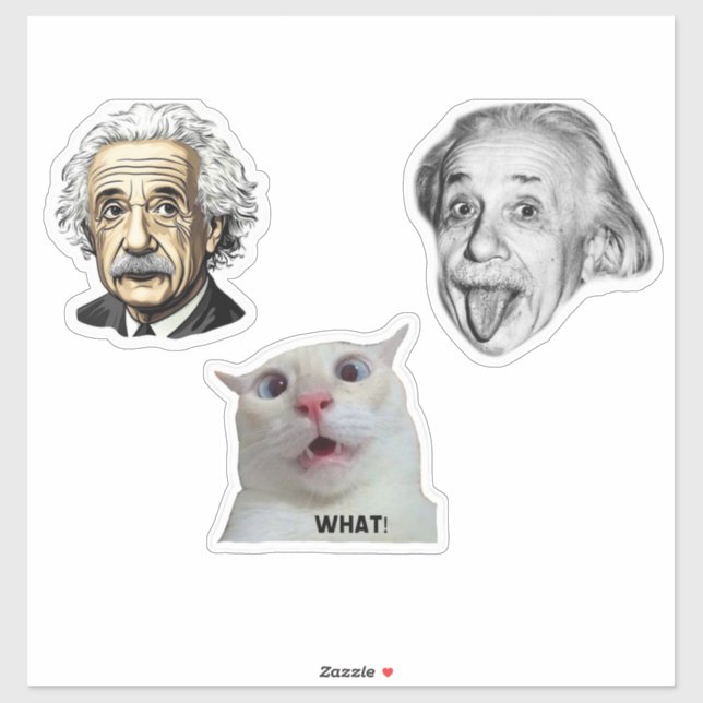 Adesivo Einstein Genius & Hilarious Cat Sticker  (Folha)