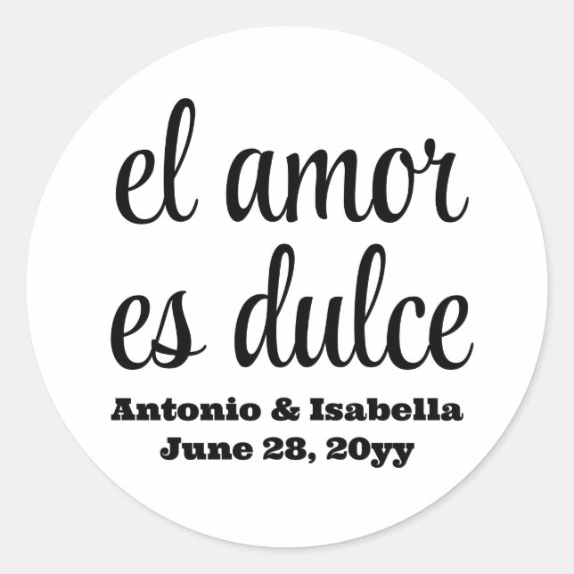 Adesivo El amor es dulce recepção de casamento trata para  (Frente)