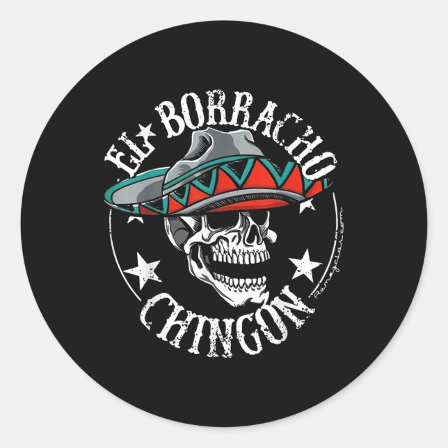 Adesivo El Borracho Chingon Mexicano Sugar Skull Cinco De  (Frente)