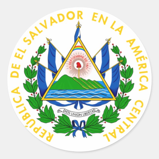 Adesivo El Salvador - emblema/pavilhão/casaco de armas/sím (Frente)