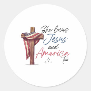 Adesivo Ela Ama Jesus E América No Dia 4 De Julho, Patrio